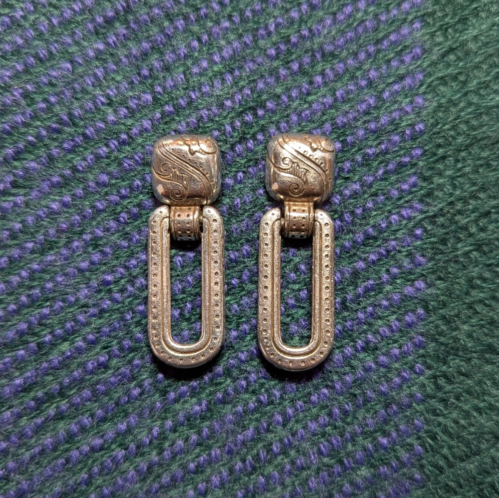 Brighton Silver Rectangle and Hoop Post Earrings